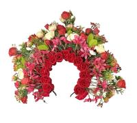 alloneslife Ear Headband,Hat Headwear,Flower Headbands Women Bride Flower For Wedding Party Supply Floral Garlands Hair Wreath Floral Headbands(Red)