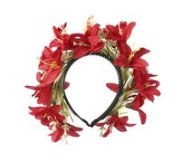 alloneslife Ear Headband,Hat Headwear,Flower Headbands Women Bride Flower For Wedding Party Supply Floral Garlands Hair Wreath Floral Headbands(Red)