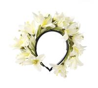 alloneslife Ear Headband,Hat Headwear,Flower Headbands Women Bride Flower For Wedding Party Supply Floral Garlands Hair Wreath Floral Headbands(White)