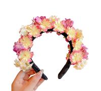 alloneslife Ear Headband,Hat Headwear,Flower Headbands Women Bride Flower For Wedding Party Supply Floral Garlands Hair Wreath Floral Headbands(bright red flowers)