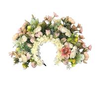 alloneslife Ear Headband,Hat Headwear,Flower Headbands Women Bride Flower For Wedding Party Supply Floral Garlands Hair Wreath Floral Headbands(Champagne)
