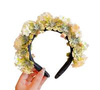 alloneslife Ear Headband,Hat Headwear,Flower Headbands Women Bride Flower For Wedding Party Supply Floral Garlands Hair Wreath Floral Headbands(grass green flowers)