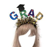 alloneslife Ear Headband,Mini Headwear,Graduation Hat GRAD Tinsel Headbands Grad Tassle Graduation Hat Bachelor Hat Golden Tinsel(Section 6)