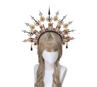 alloneslife Ear Headband,Party Headbands,Crowns Headband Craft Making Kits Mother God Costume Headband Sun Lady Hairband Female Tiaras Crownpiece(TS84A6)