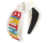 alloneslife Ear Headband,Party Headbands,Knotted Headband for Women Bead Studded Letter Hairhoop Spring Wide Hairhoop Turban Hairband Girl Face Washing Hairhoop(White)