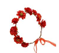 alloneslife Ear Headband,Women Headdress,Flower Headbands Women Bride Flower For Wedding Party Supply Floral Garlands Hair Wreath Floral Headbands(Red)