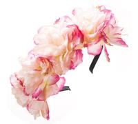 alloneslife Ear Headband,Women Headdress,Flower Headbands Women Bride Flower For Wedding Party Supply Floral Garlands Hair Wreath Floral Headbands(One Size,Pink and white)
