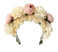 alloneslife Ear Headband,Women Headpiece,Bride Garlands Party Wedding Flower Headband Beach Headwear Hairband Girl Hair Accessory Women Head Hoop(Champagne double lay)