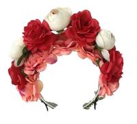 alloneslife Ear Headband,Women Headpiece,Bride Garlands Party Wedding Flower Headband Beach Headwear Hairband Girl Hair Accessory Women Head Hoop(Pink and white doubl)