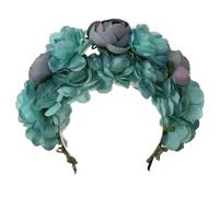 alloneslife Ear Headband,Women Headpiece,Bride Garlands Party Wedding Flower Headband Beach Headwear Hairband Girl Hair Accessory Women Head Hoop(blue double layer)