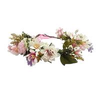alloneslife Ear Headband,Wreath Headpiece,Colorful Hairband Bride Flower Headbands Flower Headpieces Women Flower Garlands Hair Wreath for Any Occasion(Pink)