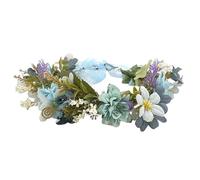 alloneslife Ear Headband,Wreath Headpiece,Colorful Hairband Bride Flower Headbands Flower Headpieces Women Flower Garlands Hair Wreath for Any Occasion(Blue)