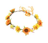 alloneslife Ear Headband,Wreath Headpiece,Flower Wreath Flower Headbands Bride Hair Accessory Hairband for Women Wedding Party Ceremony Festival(orange)