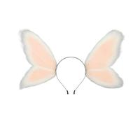 alloneslife Fairies Elves Butterfly Animal Ear Hairband Adjustable Costume Accessory For Roleplay Halloween Parties Gathering Dressi(Pink white)