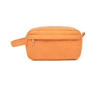 alloneslife Fashionable Corduroy Makeup Bag,Portable Cosmetic Bags,Corduroy Makeup Bag with Portable Handle Large Capacity Cosmetic Bag Zippered Pocket Toiletry Purse(Orange)