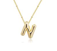 alloneslife Fashionable Smooth Letter Necklace Unique Collarbone Chain Alloy Texture Perfect for Enhancing Any Outfit Smooth Letter Pendant Necklace