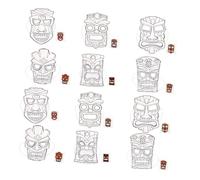 alloneslife Group Art Supply Set with 12 Papier Mache Face Forms, A
