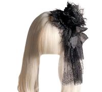 alloneslife Hair Clips,Hair Clips Women,Elegant Lace Rose Hat Hair Clip with Bowknot Fashion Anime Costume Hat Hair Clip Masquerades Party Dress Up Headpieces(Black)