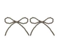 alloneslife Hair Clips,Hair Clips Women,Metallic Beadwork Bows Elegant 2000s Side Clip Bows Hair Clip Metallic Beads Pearls Bows Bowknot Balletcore(Silver clip bead bow)