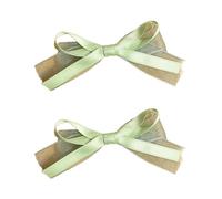 alloneslife Hair Clips,Hair Clips Women,Ribbon Bow Elegant 2000s Side Clip Bow Hair Clip Elaborate Fairy Bow Large Bowknot Balletcore(Green,1 pair)