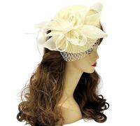 alloneslife Hair Clips,Hair Clips Women,Ribbon Flapper Hair Clip 1920s Prom Dancer Headpiece for Special Event Wedding Engagement Night Headwear Hair Styling(Beige)