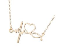 alloneslife Modern Hospital Theme Collarbone Chain Stainless Steel ECG Necklace Creative Jewelry Nurses and Doctors Minimalist Clavicle Chain