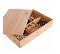 alloneslife Modern Wooden Snacks With Multi Compartment Organiser 6 Grids Designs Living Room Coffee Table Storage Tray For Parties Snacks Organiser For Countertop