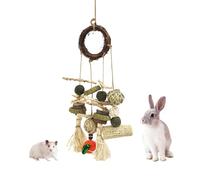 alloneslife Natural Wood Chew Toy For Rabbits Hamsters And Parrots Interaction Mental Stimulate Pet Accessories With Hanging Design Hamster Chewing Toy