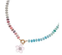 alloneslife Rainbow Flower Beaded Necklace Lightweight Copper Jewelry For Women Girls Casual Party Wear Lightweight Fashion Necklace For Women