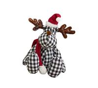 alloneslife Stylish Checkered Pattern Cloth Deer Plushie Fabric Deer Toy Soft And Sturdy Deer Figurine For Any Party Setting Plush Deer Toy