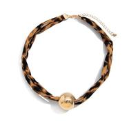 alloneslife Sustainable Seashells Patterned Fabric Statement Necklace Handcraft Jewelry Pieces for Stylish Outfits and Gifts Ideas Leopard Print Cotton Fabric Necklace