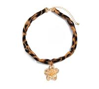 alloneslife Sustainable Seashells Patterned Fabric Statement Necklace Handcraft Jewelry Pieces for Stylish Outfits and Gifts Ideas Leopard Print Cotton Fabric Necklace