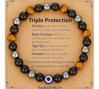 alloneslife Unisex Adjustable Tigers Eye Obsidians Handmade Stretchable Stone Bead Jewelry Adjustable Knotted