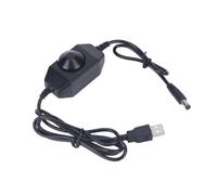 alloneslife USB to 12V Speed Controller Cable 5.5 X 2.1 Mm Plug with Rotary Knob, 50 Cm Inline Control Cord for Cooling Fan and Single Color LED