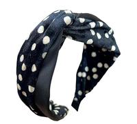 alloneslife Velvets Hairband Wide Band Dots Antiskid Hair Accessory For Women And Girls(Black)