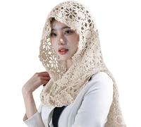alloneslife Woman Lace Shawl Wedding Lace Trim Scarf Soft Floral Scarf Wedding Headwear Mantilla Photo Props(A shown)