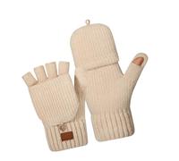 alloneslife Women Half Finger Winter Gloves Thickened Insulated Windproof Knit Design With Double Fleece Lining For Cold Weather Warm Half Finger Gloves Women