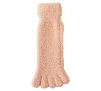 alloneslife Womens Fuzzy Toe Socks Solid Color Winter Thick Thermal Warm Coral Fleece Furry Five Finger Socks for Casual Home Sleep(Peach powder color,One Size)