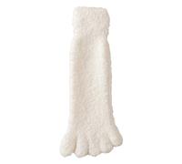 alloneslife Womens Fuzzy Toe Socks Solid Color Winter Thick Thermal Warm Coral Fleece Furry Five Finger Socks for Casual Home Sleep(Milky white,One Size)