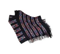 alloneslife Women's Hooded Knit Fringes Ponchos Capes Pullover Sweater Shawl Wrap Loose Cloak for Winter Fall Outerwear(Black)