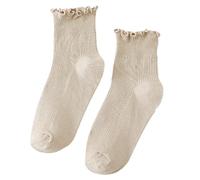 alloneslife Womens Socks,Ruffle Turn-Cuffs Short Socks Casual Ankle Socks Breathable Cotton Bootie Socks Sweet Frilly Socks(color)