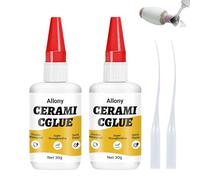 Allony Ceramic adhesive, glass adhesive, transparent, strong adhesive, super glue, universal for wood, glass, ceramic, metal, plastic, rubber, crafts, waterproof, heat resistant, pack of 2