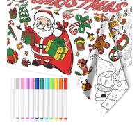 Allony Christmas Colouring Tablecloth,Christmas Giant Coloring Poster,Xmas Colouring Table Cloth for Christmas Party Activity,Noel Gift