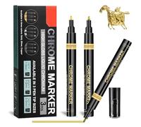 Allony Chrome Pen,Metallic Chrome Markers,Permanent Markers Mirror Effect,Wide Range of Applications,Waterproof and Reflective for Resin Painting,Model Metal Glass Plastic Painting-Gold