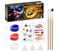 ALLONY Halloween Face Paint Kit, Camo Face Paint, Face and Body Paint, Tattoo Stickers, White Foundation Makeup Goth, Skeleton Zombie Clown Makeup, Body Paint for Fancy Dress Festivals