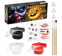 ALLONY Halloween Face Paint Kit, Face Paint, Halloween Face Paints, Temporary Tattoo, White Red Black Face Paint Makeup, Skeleton Zombie Clown Makeup, Body Paint Fancy Dress, Festivals