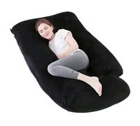 ALLOPERA Pregnancy Pillow, Full Body Maternity Pillow 57 inch, with Removable Washable Cover - Sleep Support for Legs, Back, Neck, Shoulder, HIPS, Belly for Pregnent Women, Velvet (Coal-Black)