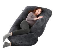 ALLOPERA Pregnancy U-Shape Full Body Pillows, Maternity Pillow for Sleeping Support for Legs, Back, Neck, Shoulder, HIPS, Belly for Pregnant Woman, 57 inch Prenancy Pillow (Black)