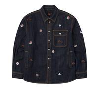 Allover Embroidery Regular Fit Denim Shirt Jacket - male - Evisu - Denim Shirts - Blue - 2XL - Shirts 2XL