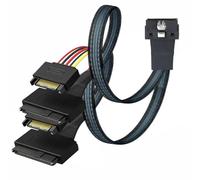 Allowish PCI-E Slimline LP SFF-8654 8I 74P to 2X SFF-8639 U.2 Cable, 0.5m | Low Profile, 15P SATA Power, NVME, For SSD